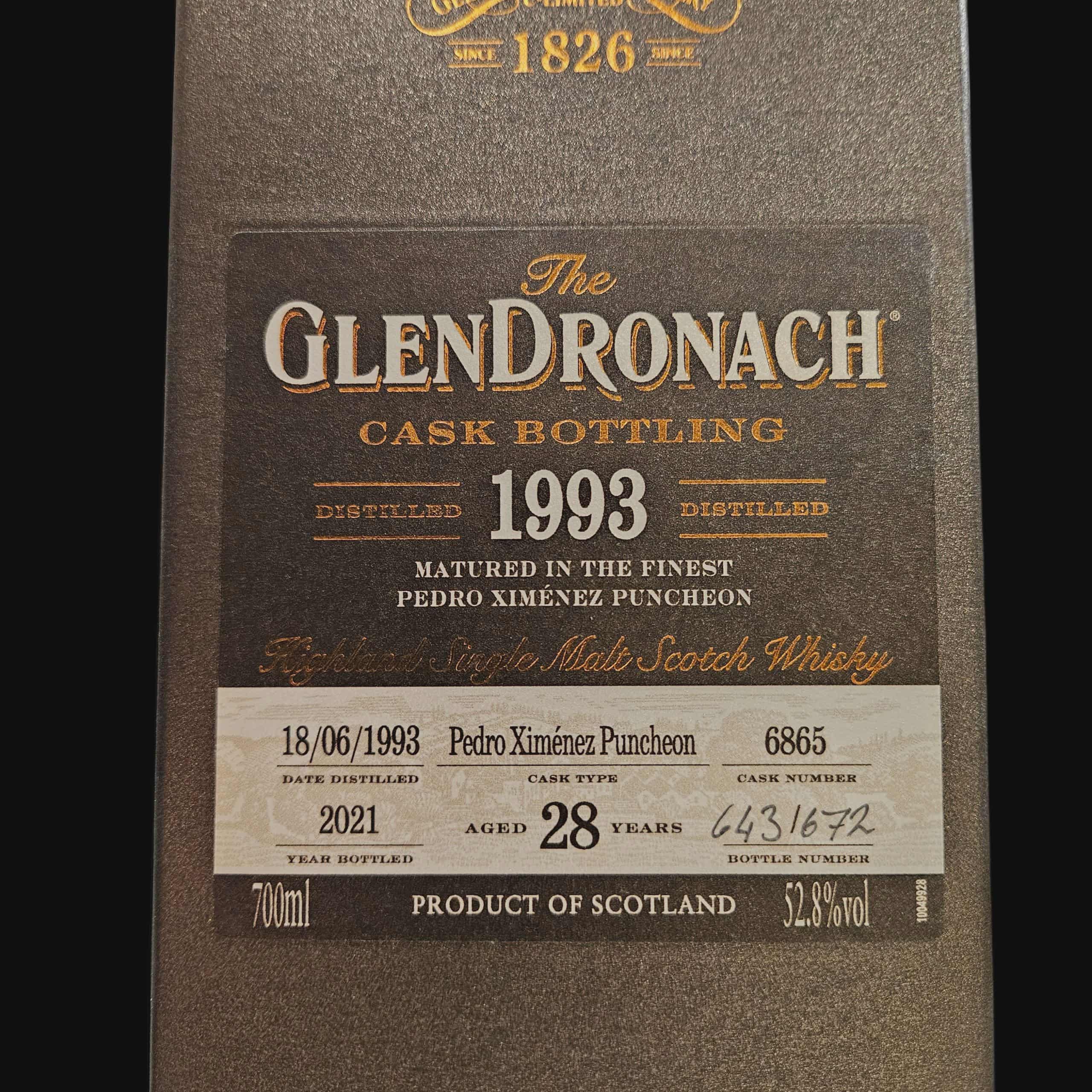 Glendronach 1993 Cask 6865 28 Year Old 52.8% (2021)