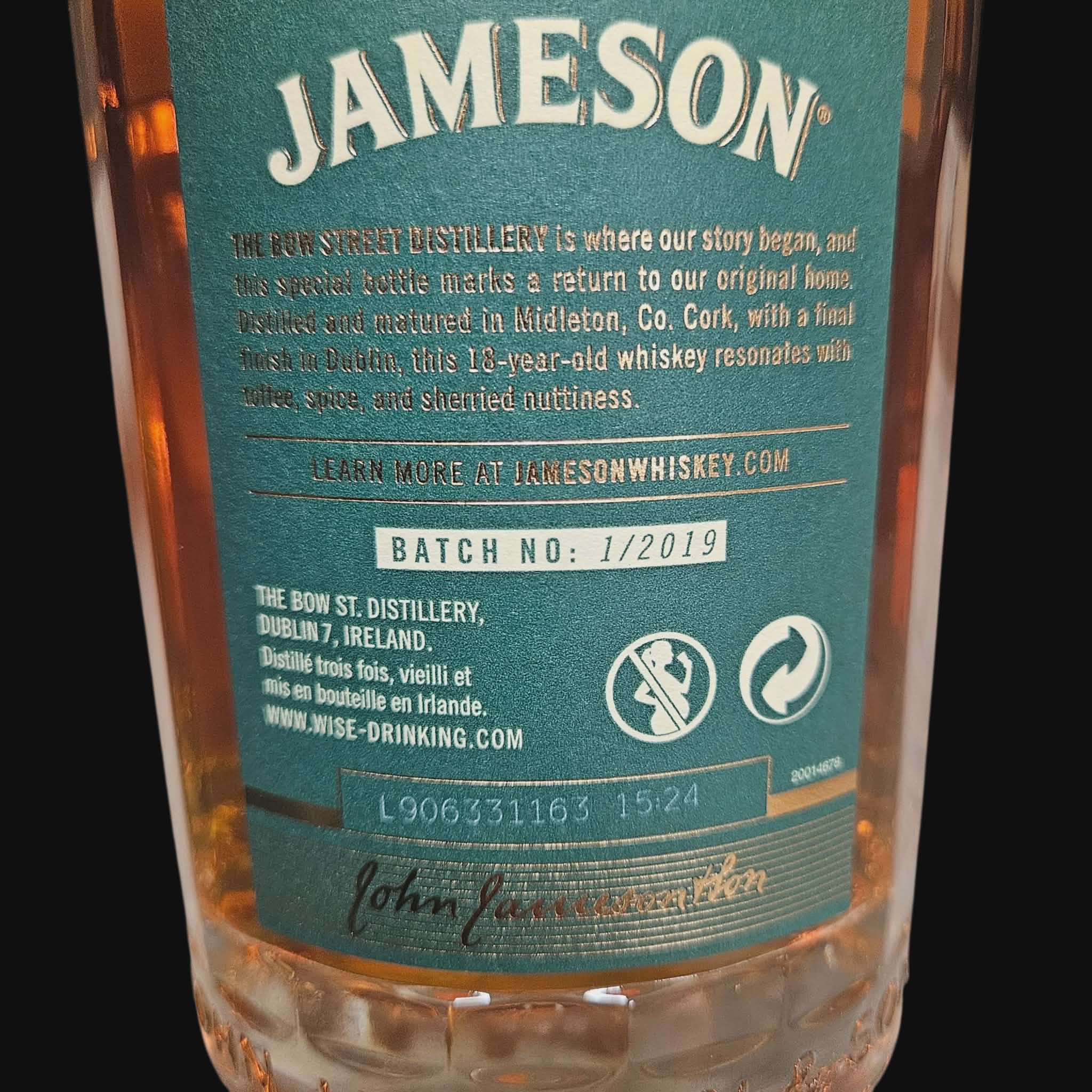 Jameson 18 Year Old – Bow Street Cask Strength (2019)