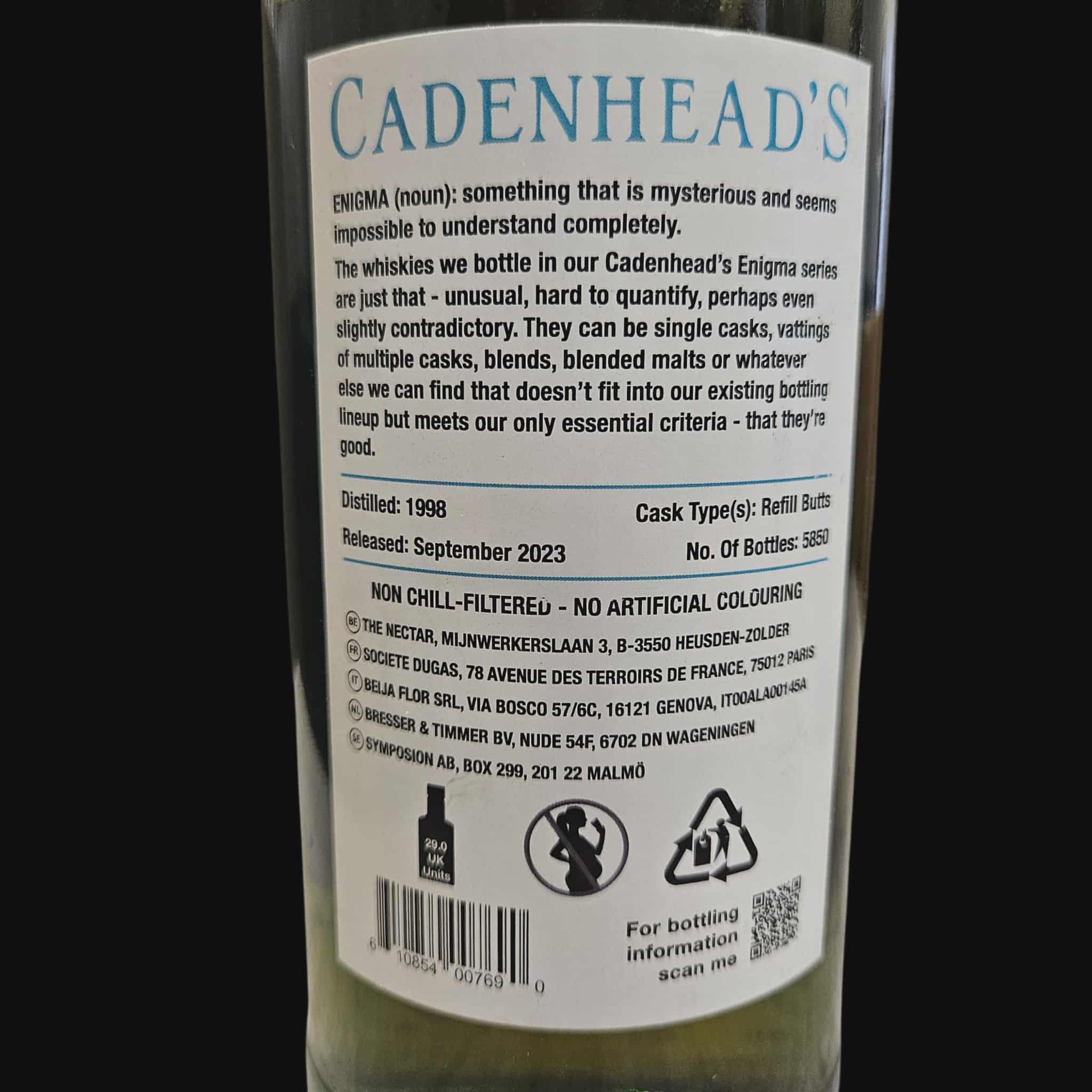 Cadenhead's Enigma Blended Scotch Whisky 25 Year Old 41.4% (2025)