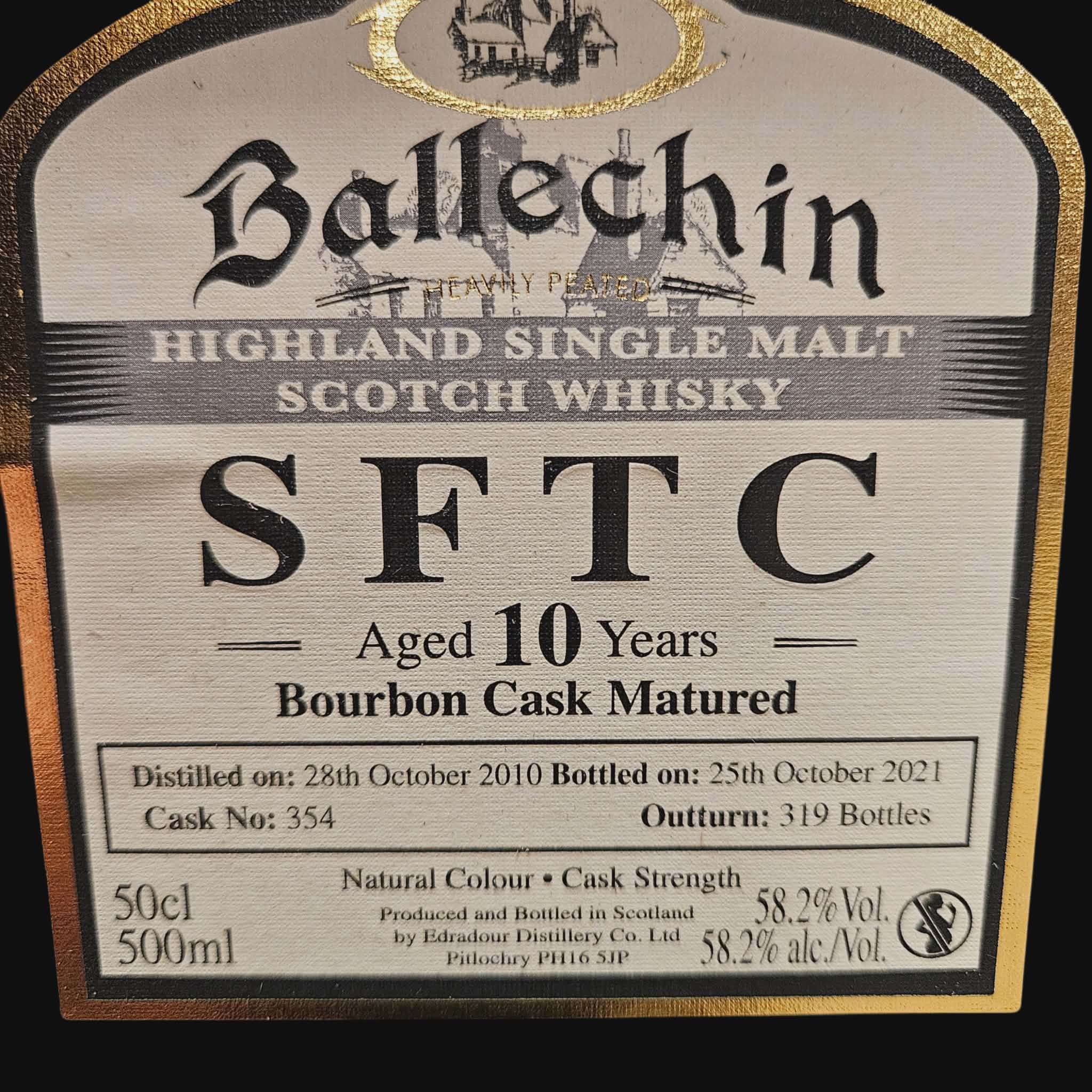 Ballechin SFTC 10 Year – Bourbon Cask (Cask #354) – 58,2% 50 cl (2021)