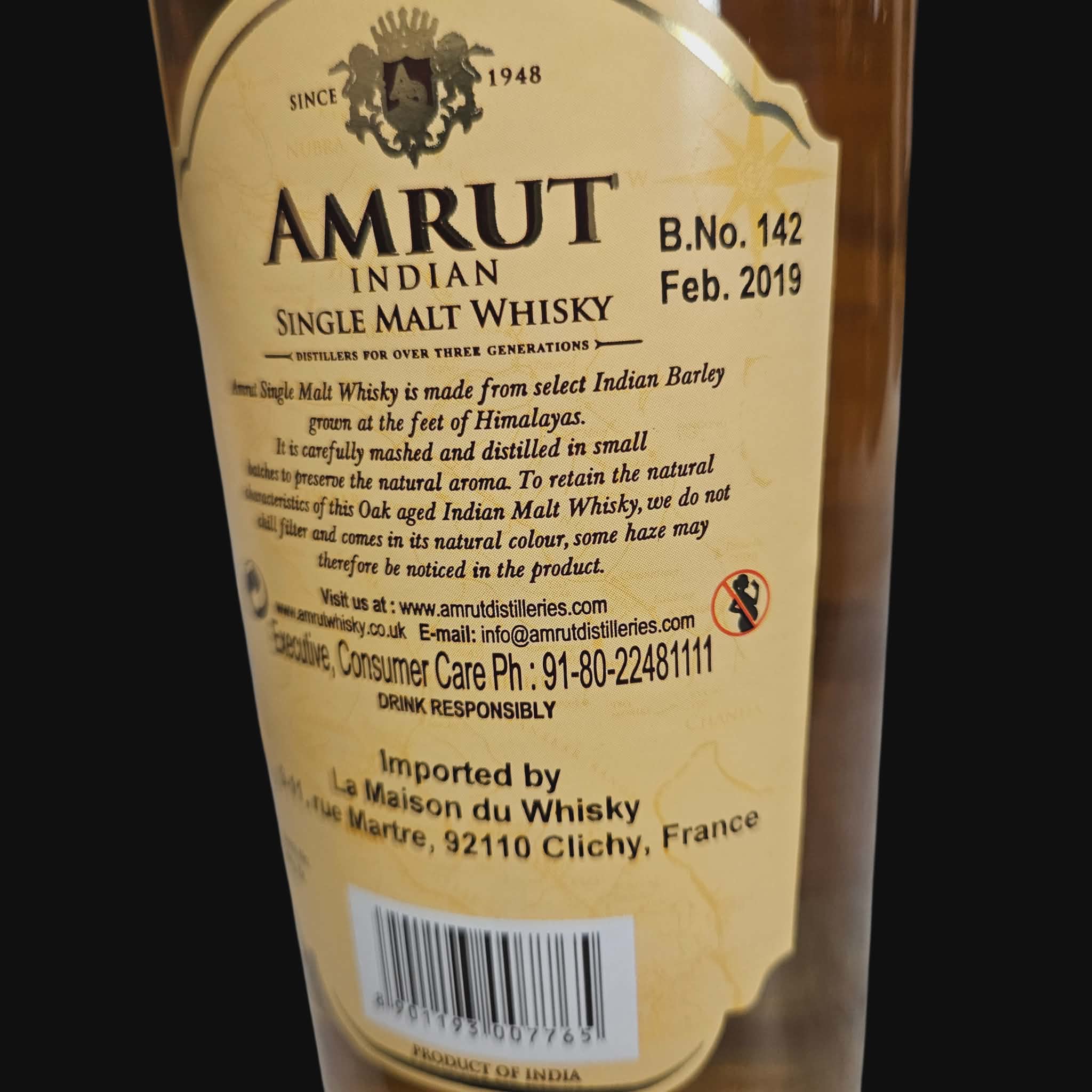 Amrut Indian Single Malt Whiskey ( 2019 )
