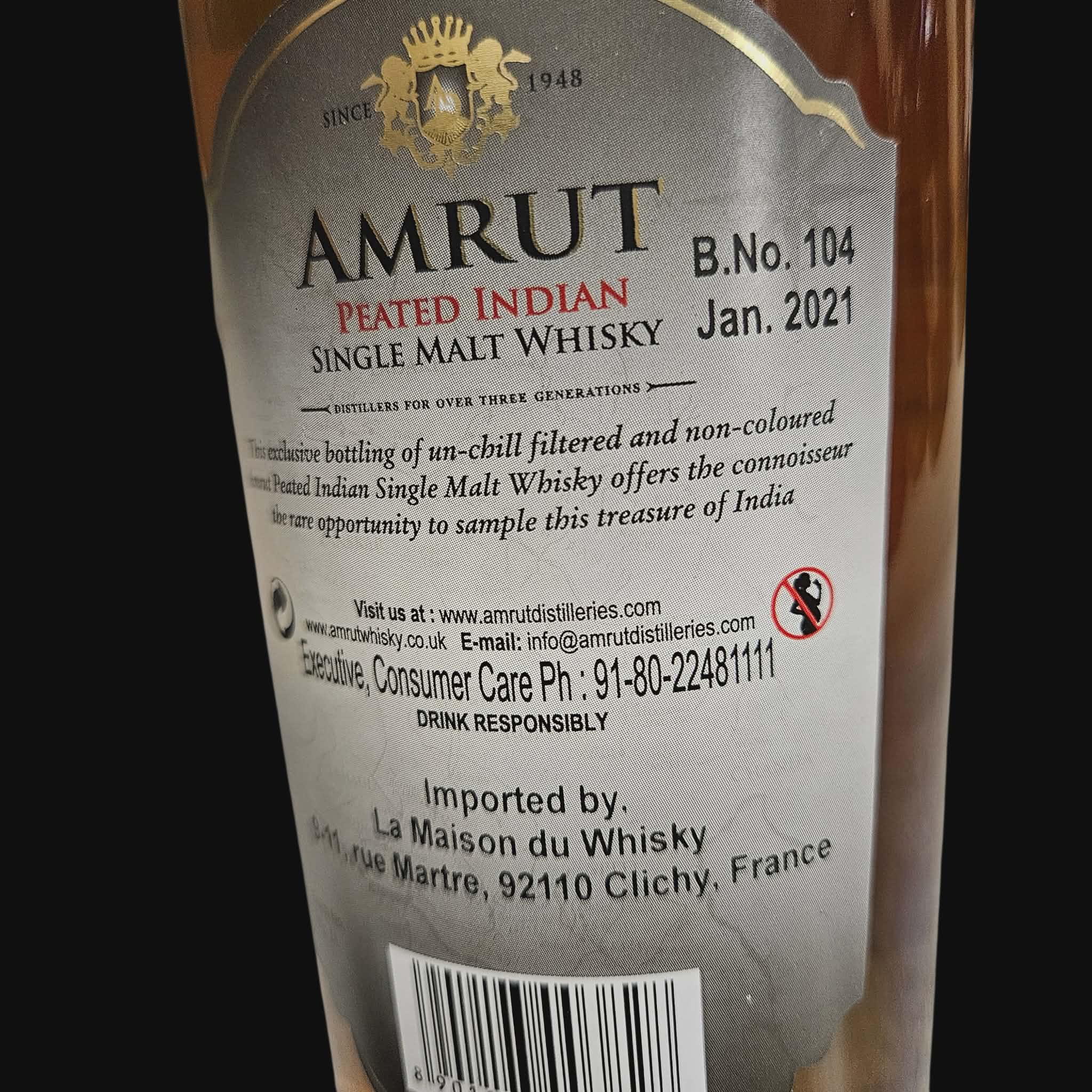 Amrut Peated Indian Single Malt Whiskey ( 2021 )