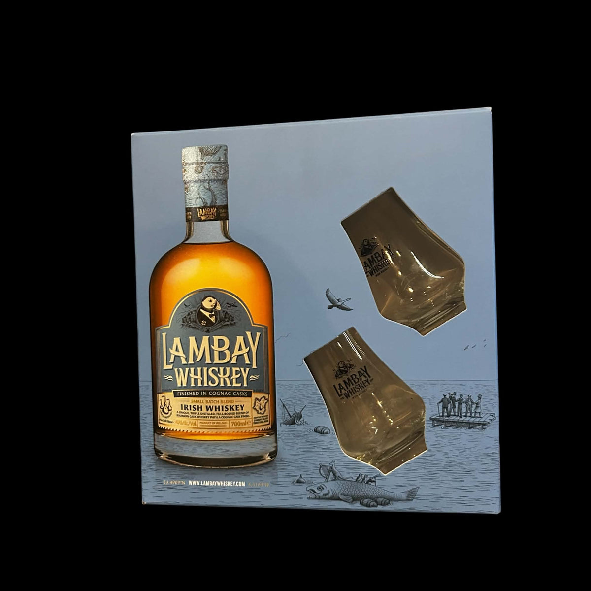Lambay Irish Whiskey Small Batch Blend – Giftset 70cl + 2 Glazen