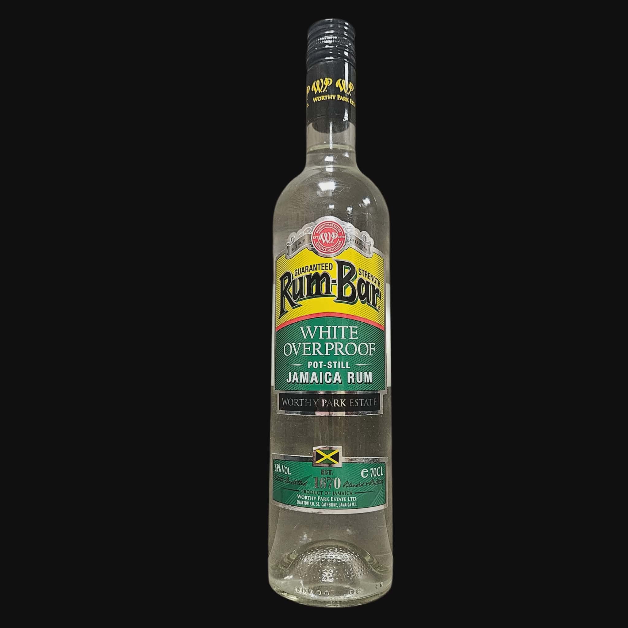 Rum-Bar White Overproof – Pot Still Jamaica Rum – Worthy Park – 63% – 70 cl