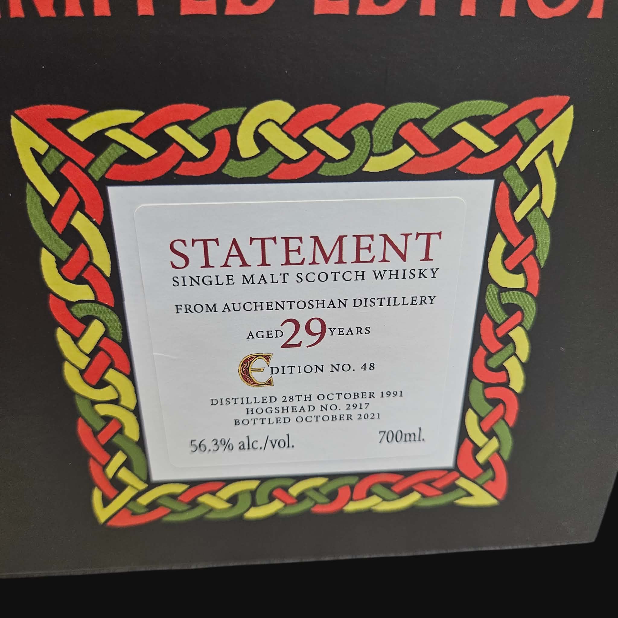 Blackadder Auchentoshan 1991 – Statement Edition No. 48 – 56.3% (2021)