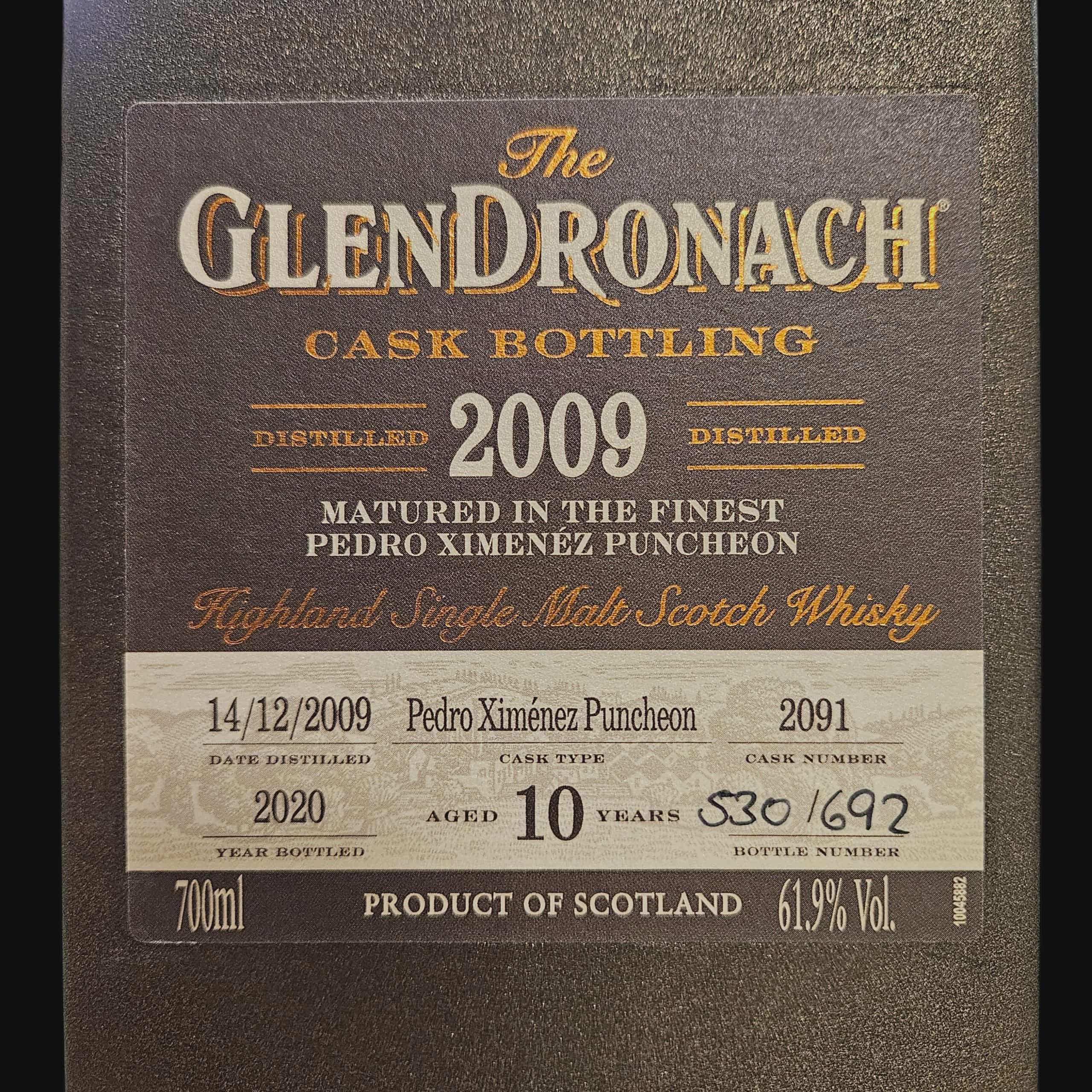 Glendronach 2009 Cask 2091 Aged 10 Years 61.9% (2020)