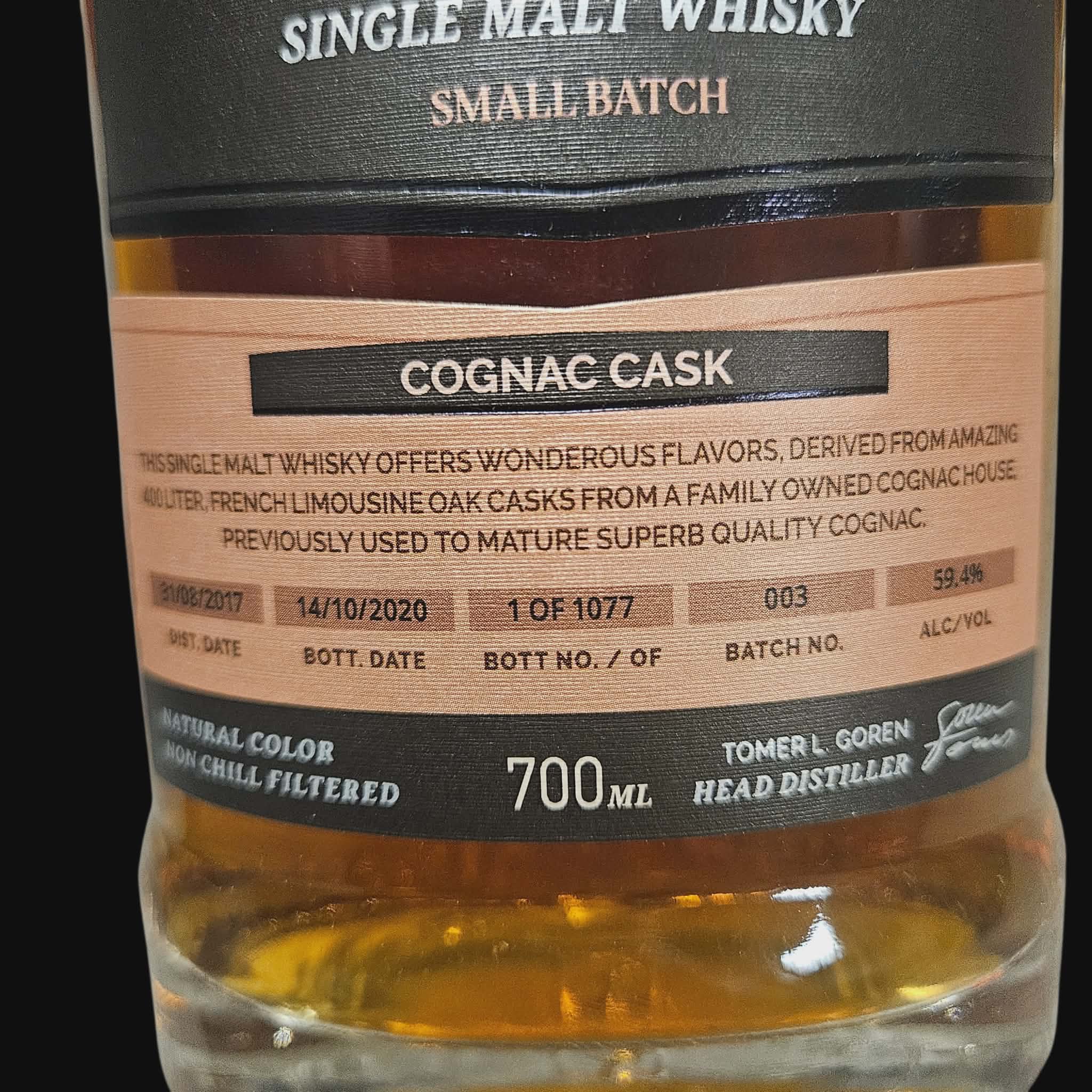 M&H 2017 – APEX Cognac Cask 59.4% (2020)