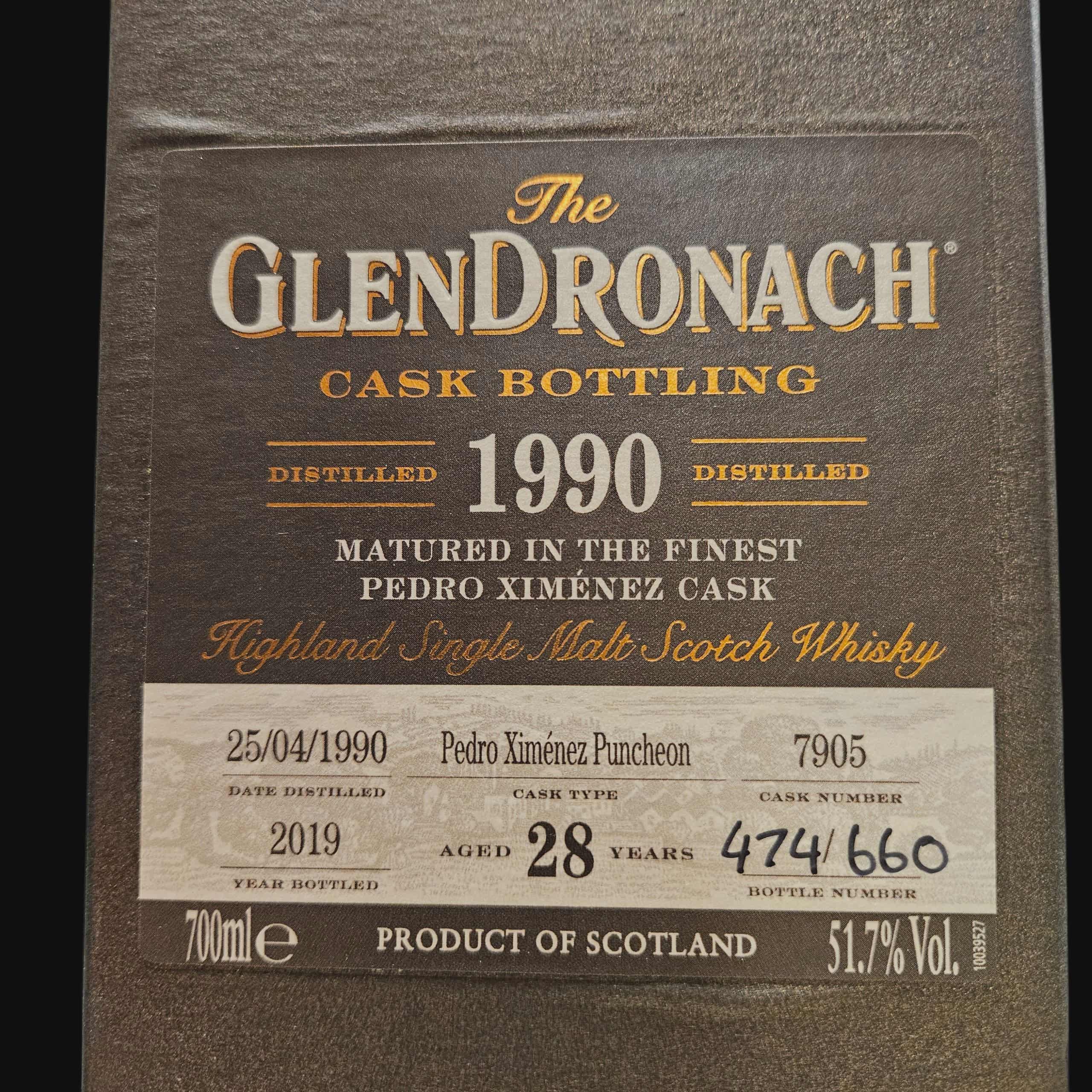 Glendronach 1990 Cask 7905 Aged 28 Years 51.7% (2019)