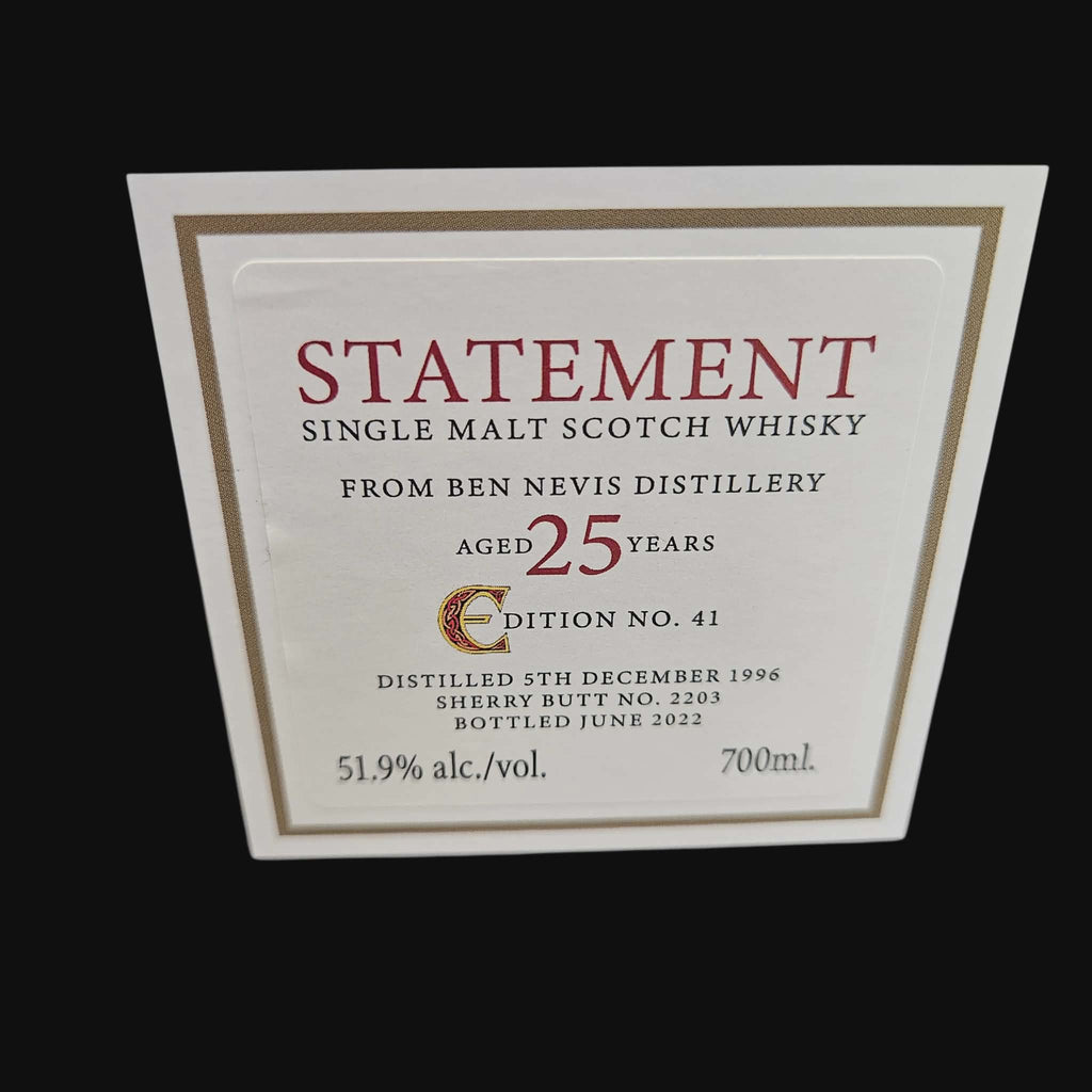 Blackadder Ben Nevis 1996 – 25 Year Old – Statement Edition No.41 – 51.9% (2022)