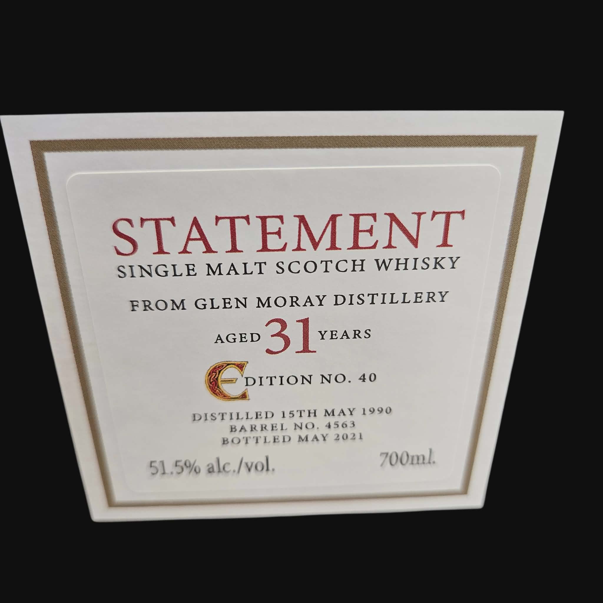 Blackadder Glen Moray 1990 – Statement Edition No. 40 – 51.5% (2021)