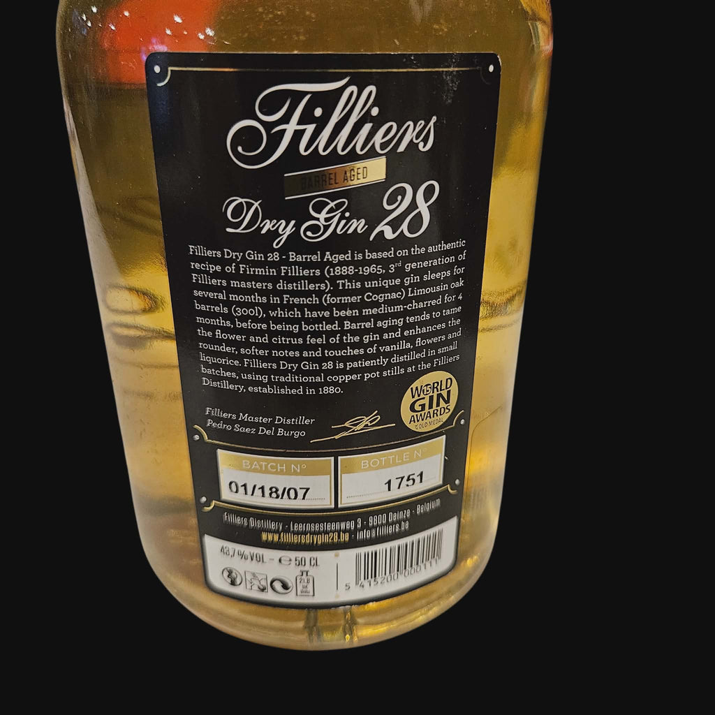 Filliers Dry Gin 28 – Fassgereift (43,7 % vol.) – 50 cl