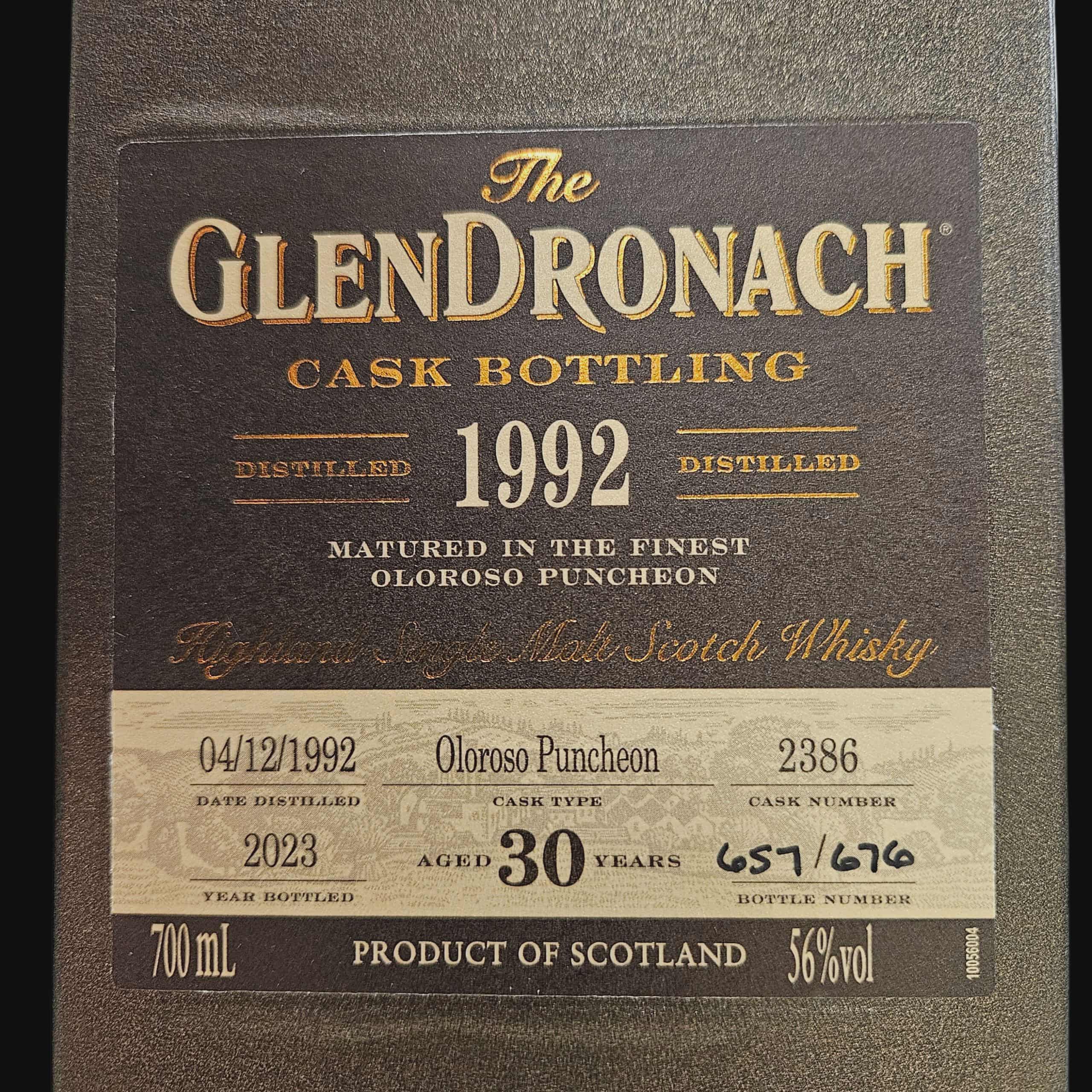 Glendronach 1992 Cask 2386 30 Year Old 56.0% (2023)
