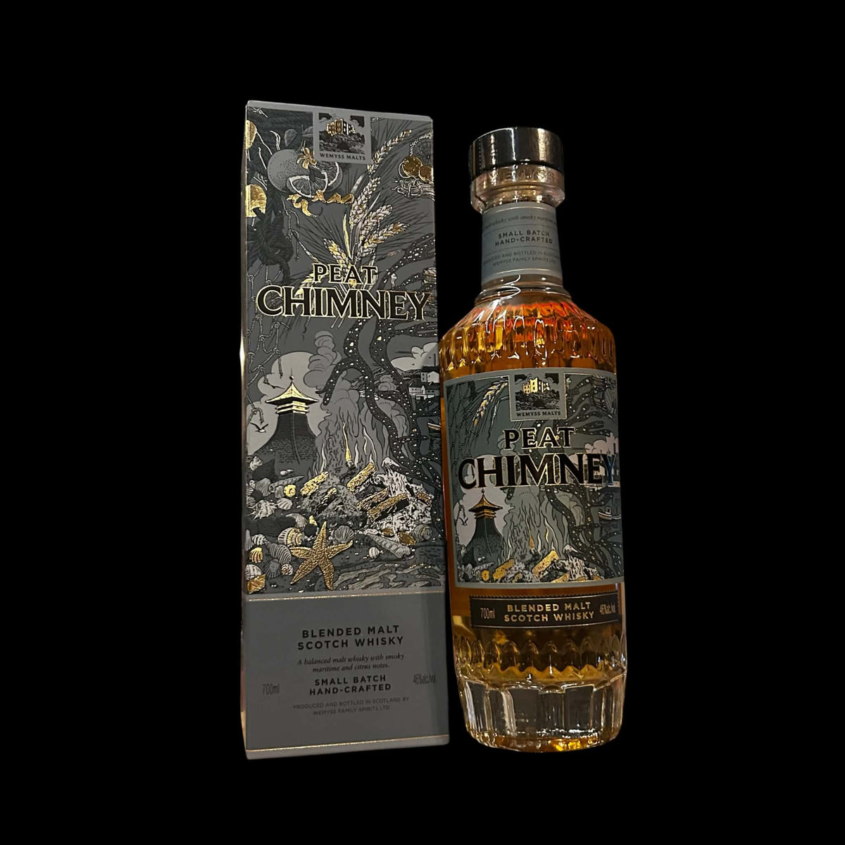 Wemyss Malts Peat Chimney blended malt 46% 70cl in originele verpakking